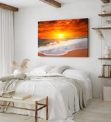 Paul Sinus Wandbild 120x80cm Sonnenuntergang Meer Ozean Strand Horizont Rot Sonne