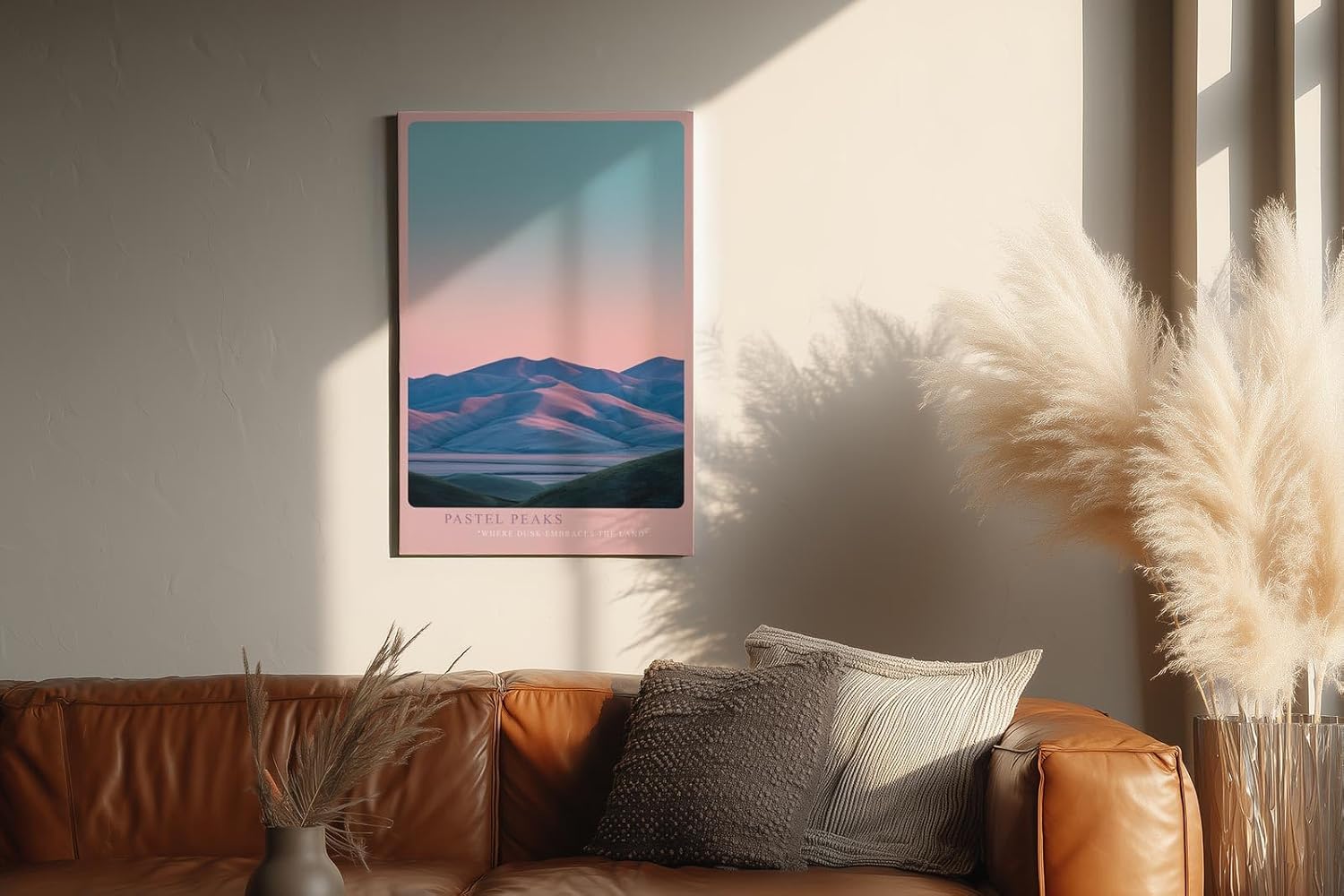 Paul Sinus Wandbild in 40x60cm Pastel Peaks mit farbintensiven Bergen im Abendlicht für moderne Wandgestaltung
