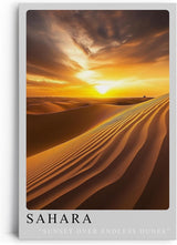 Paul Sinus Leinwandbild 60x90cm Leinwandbild Sahara Wüste Sonnenuntergang Dünen Landschaft Natur goldene Farben endlose Weite Fernweh Magie Atmosphäre