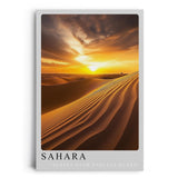 Paul Sinus Leinwandbild 60x90cm Leinwandbild Sahara Wüste Sonnenuntergang Dünen Landschaft Natur goldene Farben endlose Weite Fernweh Magie Atmosphäre