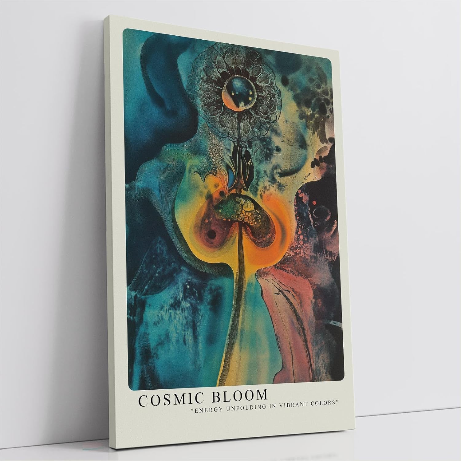 Paul Sinus Leinwandbild 40x60cm kosmische Blüte in leuchtenden Farben mit surrealen Strukturen – kunstvolles Leinwandbild für moderne Raumgestaltung