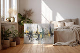 Sinus Art Wandbild 120x80cm Abstraktes Motiv mit ausdrucksstarker Linienführung in Grün Gelb Schwarz und Weiß
