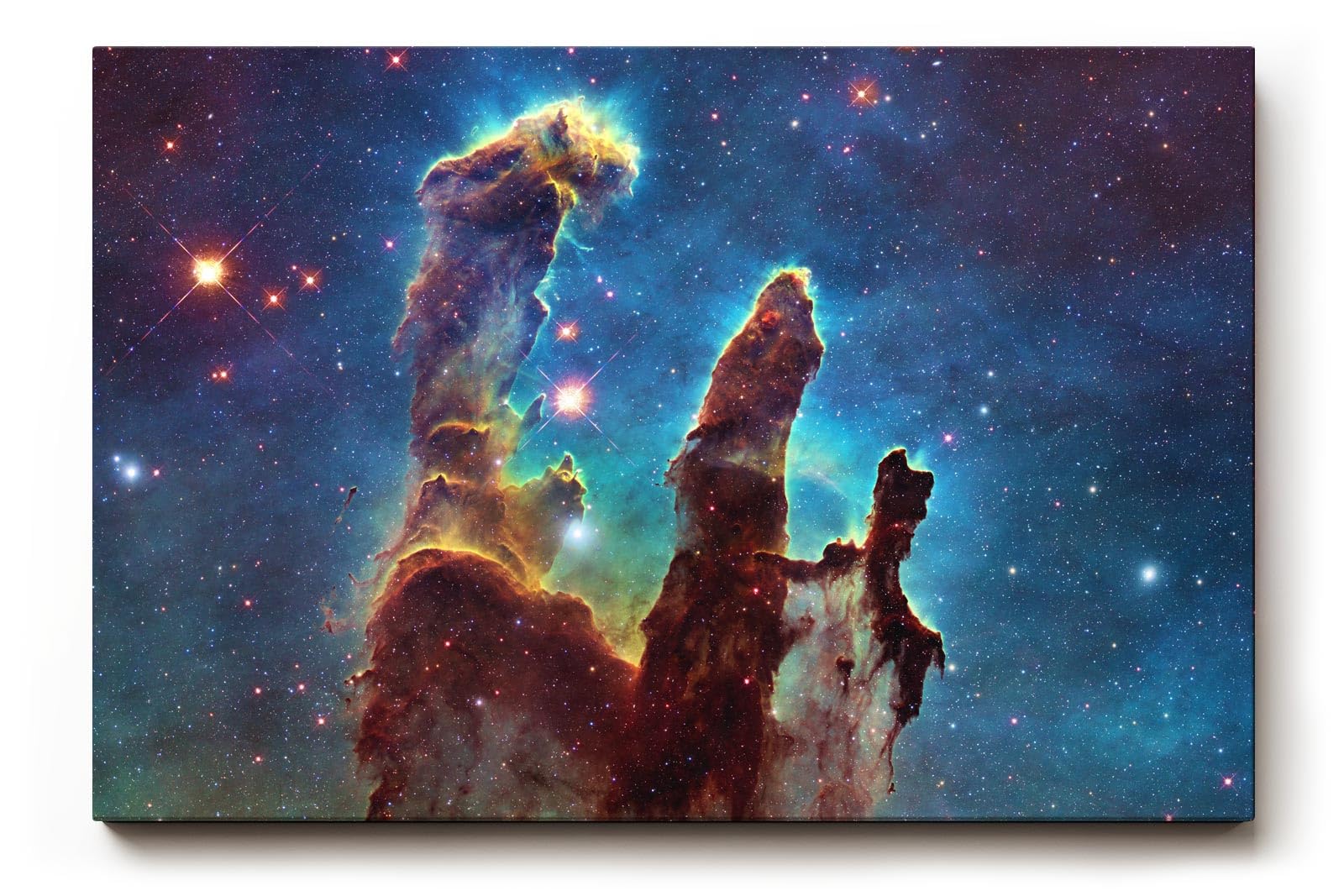 Sinus Art Wandbild 120x80cm Bekanntes NASA-Motiv der Säulen der Schöpfung in farbgewaltiger Sternenlandschaft