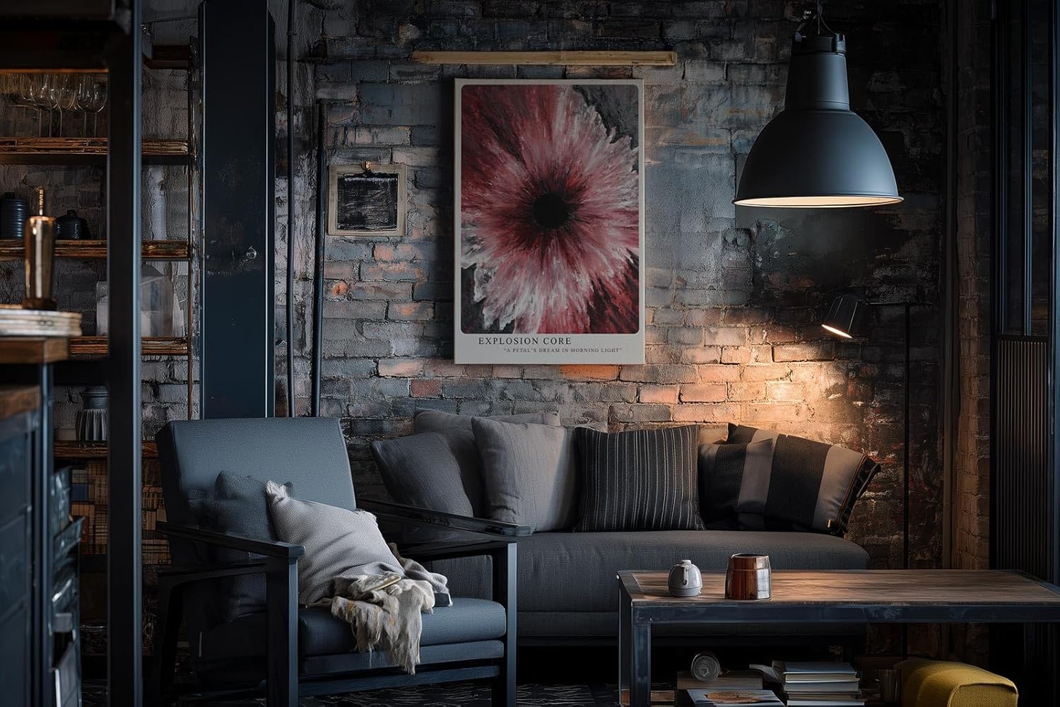 Paul Sinus Wandbild in 40x60cm Explosion Core – Ausdrucksstarkes abstraktes Kunstwerk mit dynamischer Farbexplosion in Rotund Weißtönen