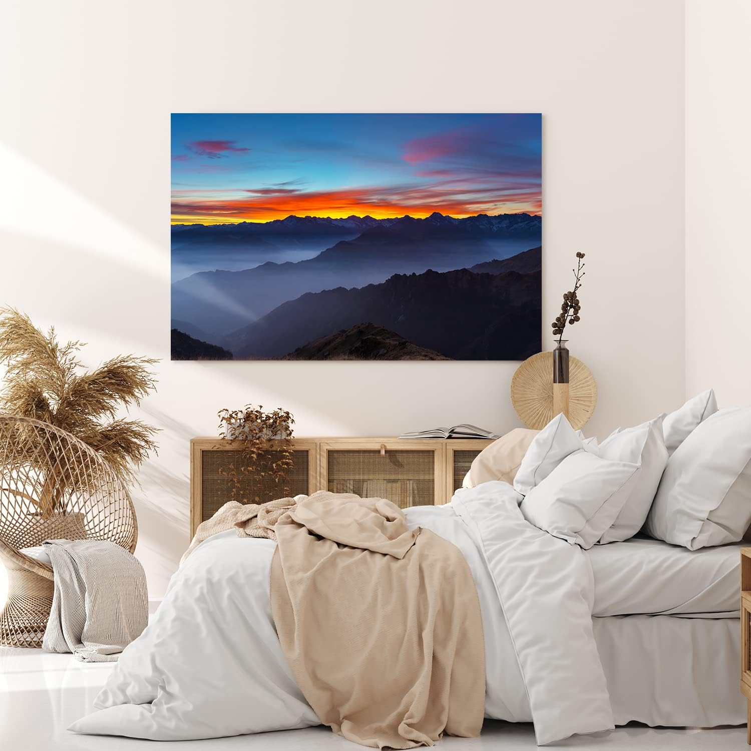 Paul Sinus Wandbild 120x80cm Berge Gebirge Sonnenuntergang Berglandschaft Nacht