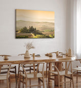 Paul Sinus Wandbild 120x80cm Toskana Landschaft Italien Finca Morgentau Grün
