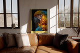 Paul Sinus Wandbild in 40x60cm The Tropical King – farbenprächtiges Porträt eines Aras in intensiven Blauund Gelbtönen für exotische Raumgestaltung