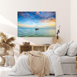 Paul Sinus Wandbild 120x80cm Meer Fischerboot Boot Horizont Sonnenuntergang Himmel