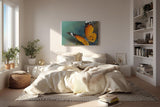 Sinus Art Wandbild 120x80cm Detaillierte Nahaufnahme eines orangefarbenen Schmetterlings mit harmonischer Komposition