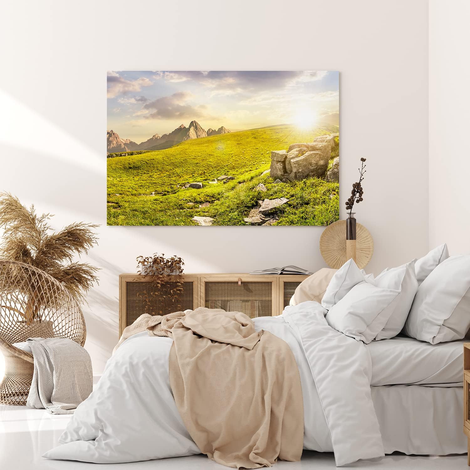 Paul Sinus Wandbild 120x80cm Südtirol Dolomiten Berglandschaft Sonnenschein Wiese