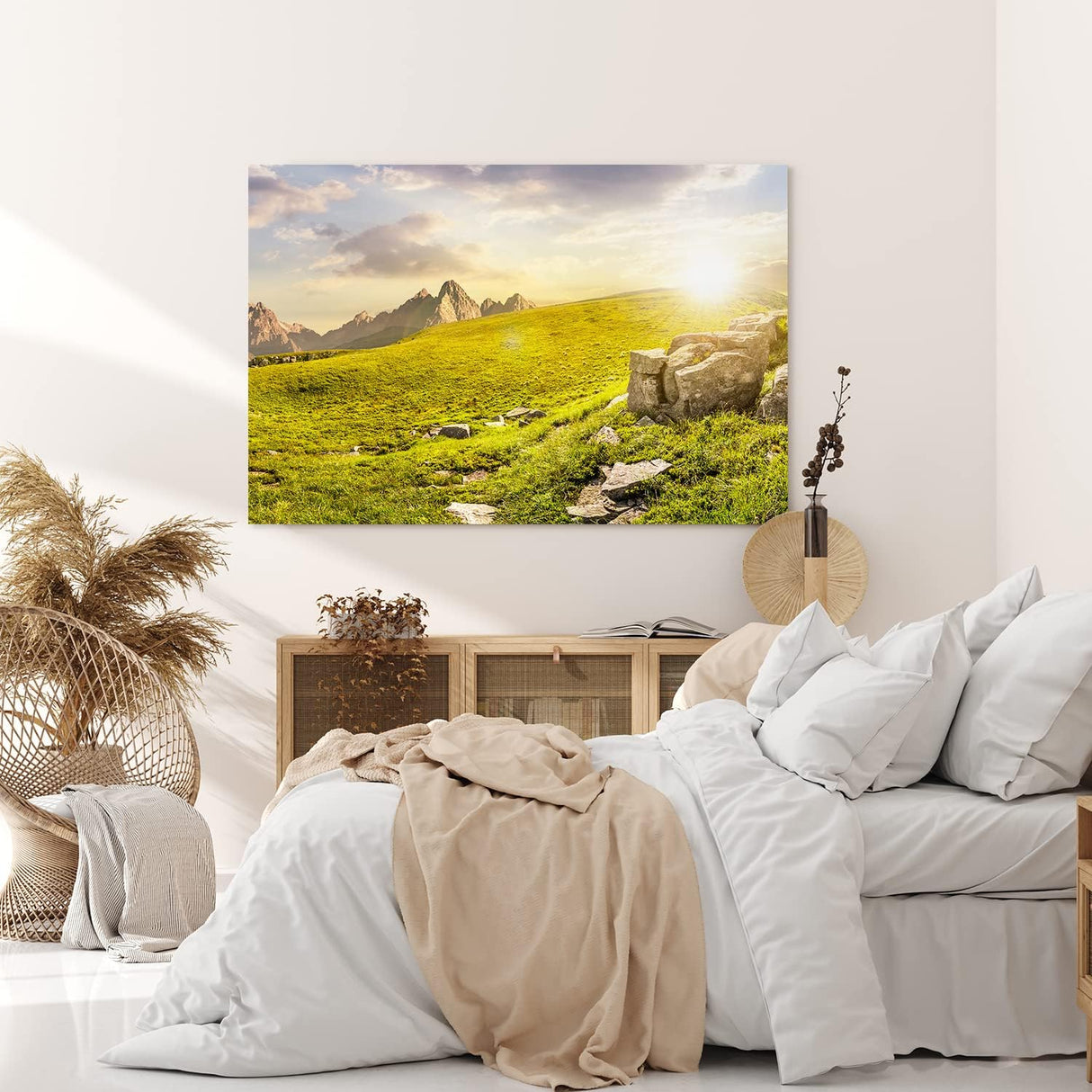 Paul Sinus Wandbild 120x80cm Südtirol Dolomiten Berglandschaft Sonnenschein Wiese