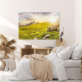 Paul Sinus Wandbild 120x80cm Südtirol Dolomiten Berglandschaft Sonnenschein Wiese