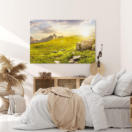 Paul Sinus Wandbild 120x80cm Südtirol Dolomiten Berglandschaft Sonnenschein Wiese