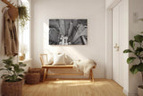 Sinus Art Wandbild 120x80cm Atemberaubende Ansicht einer Metropole aus der Vogelperspektive in Schwarzweiß mit gelben Taxis