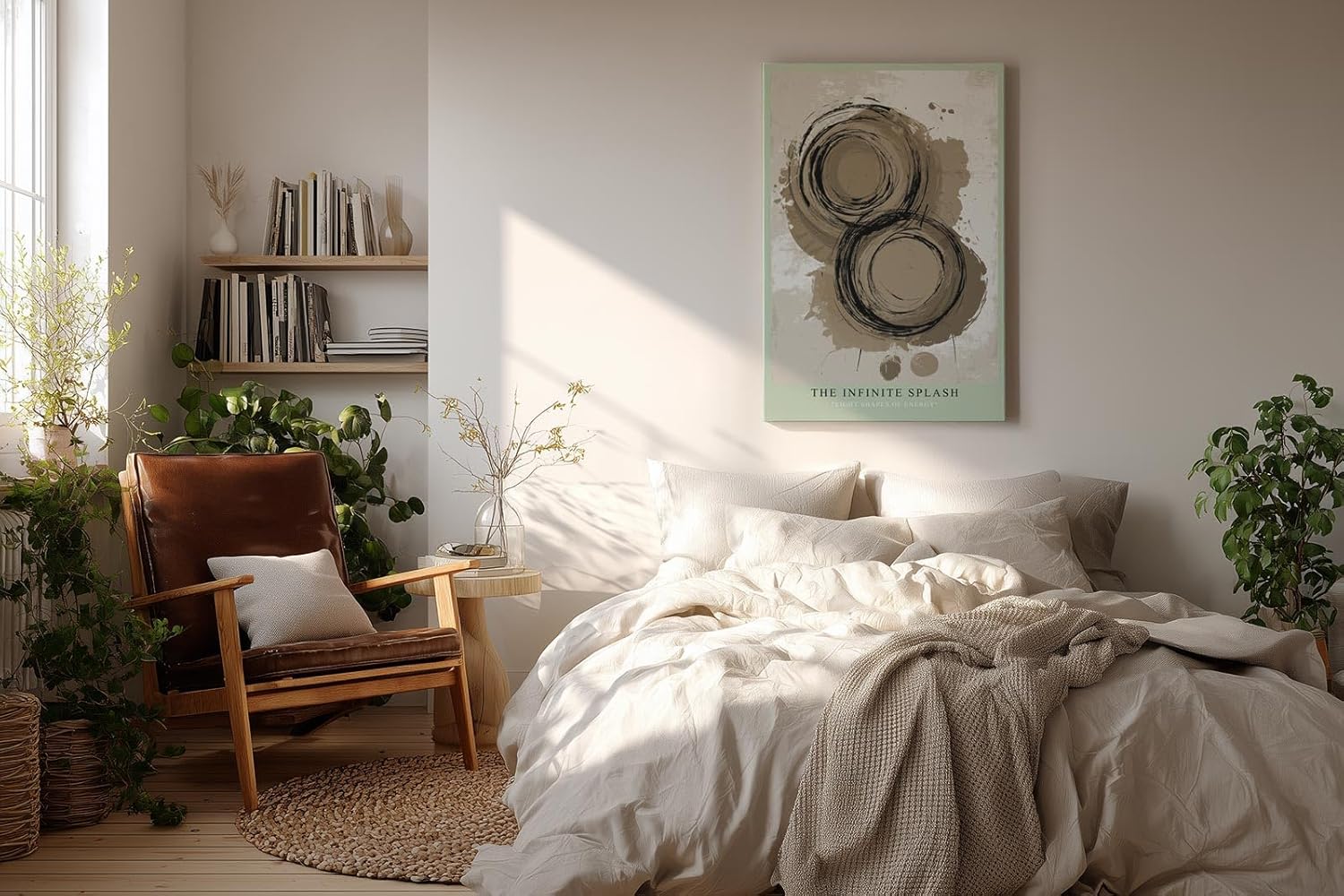 Paul Sinus Wandbild in 40x60cm The Infinite Splash – Abstrakte Kreiskomposition in Erdtönen mit dynamischen Pinselspuren und organischen Formen