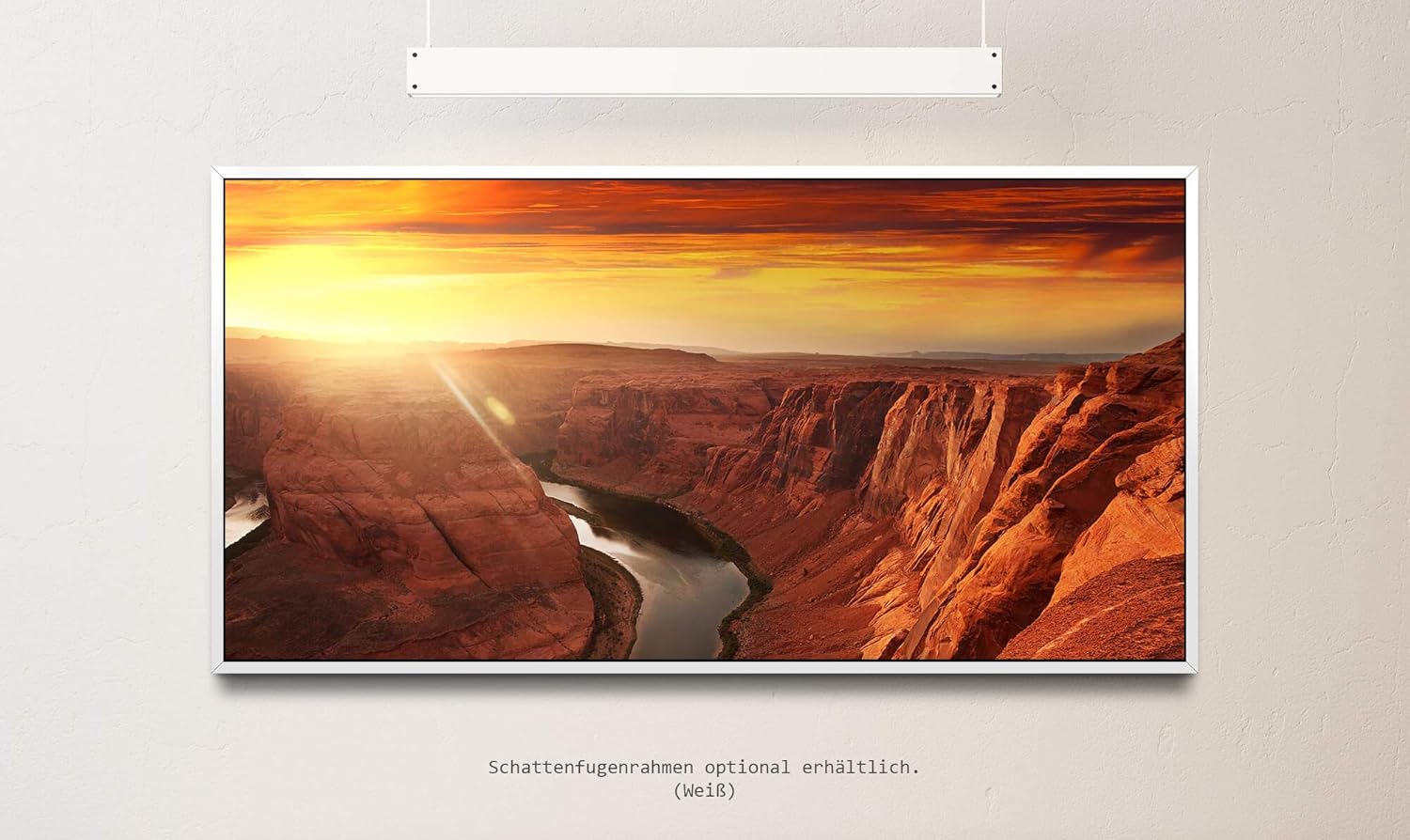 Felsschlucht in Wasser ca. 130x70cm Wandbild inklusive Schattenfugenrahmen weiss - Panorama Leinwand Bild XXL Format Wandbilder Wohnzimmer Wohnung Deko Kunstdrucke