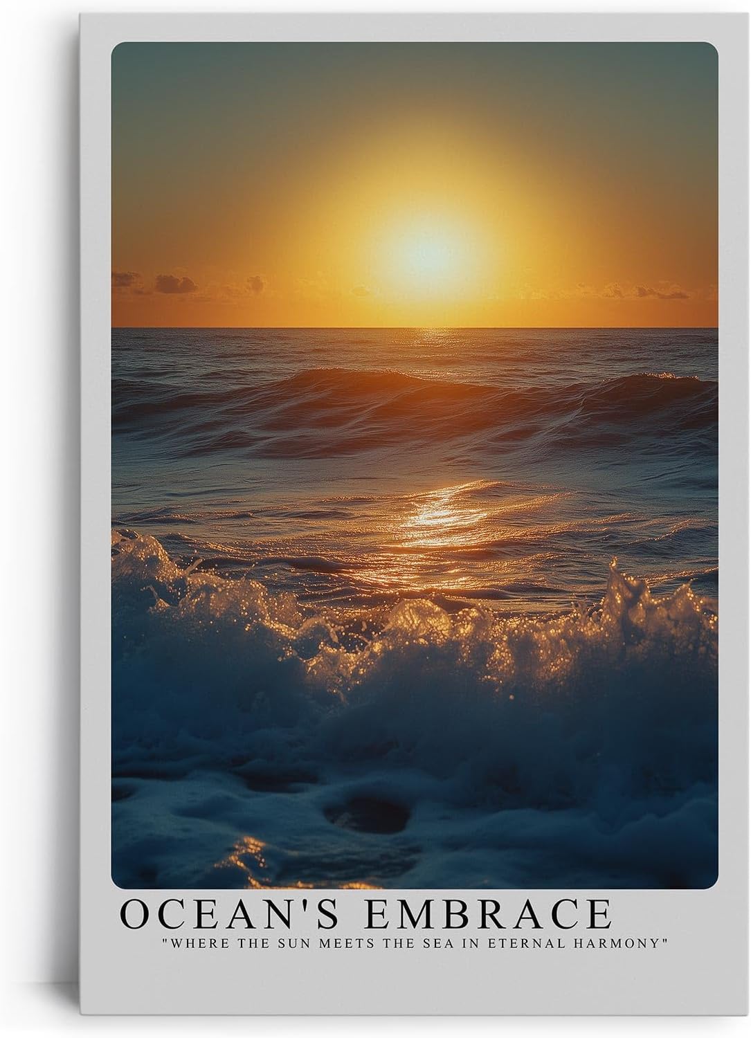 Paul Sinus Leinwandbild 60x90cm Ocean’s Embrace – Faszinierendes Meerespanorama mit sanften Wellen, goldenem Sonnenlicht