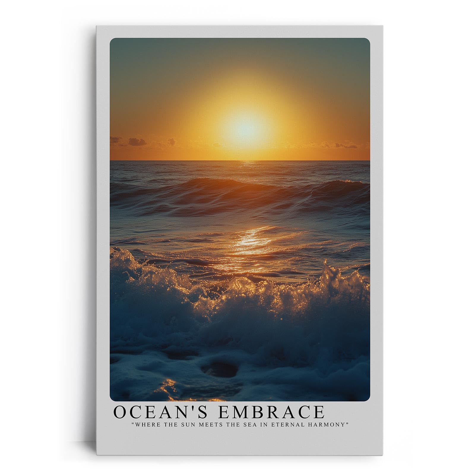 Paul Sinus Leinwandbild 60x90cm Ocean’s Embrace – Faszinierendes Meerespanorama mit sanften Wellen, goldenem Sonnenlicht