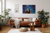 Sinus Art Wandbild 120x80cm Bekanntes NASA-Motiv der Säulen der Schöpfung in farbgewaltiger Sternenlandschaft