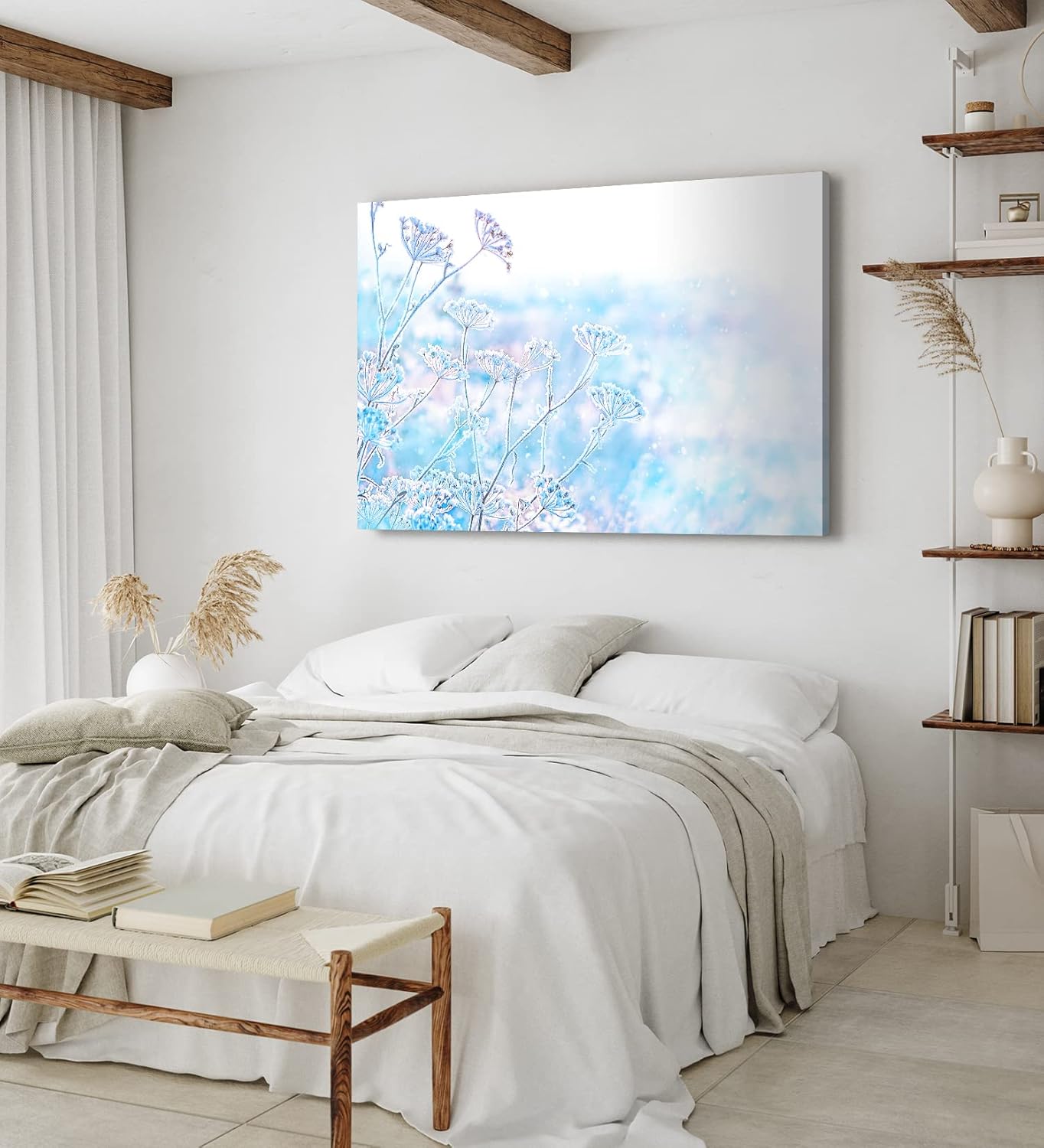 Paul Sinus Wandbild 120x80cm Winter Schnee Schneeflocken Weiß Blau Hellblau