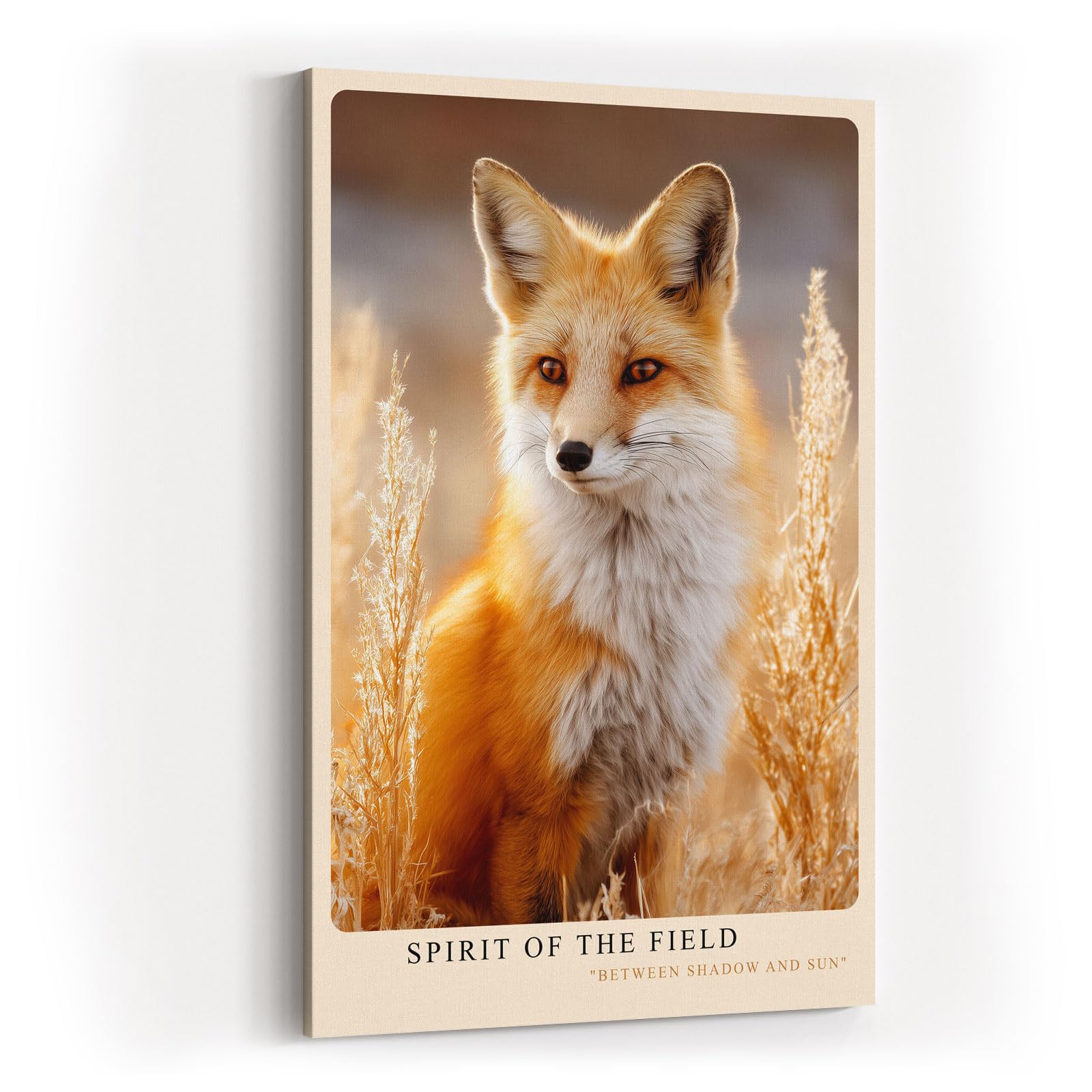 Paul Sinus Wandbild in 40x60cm Spirit of the Field – Naturgetreues Fuchs­porträt im goldenen Feldlicht