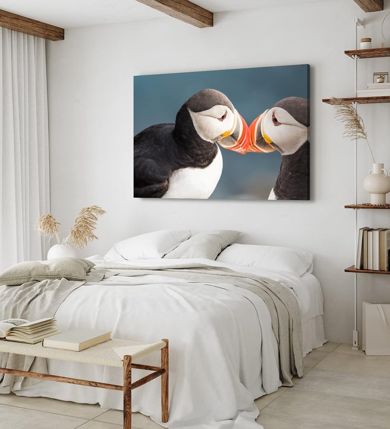 Wandbild 120x80cm Papageitaucher Pärchen Liebespärchen Tierfotografie