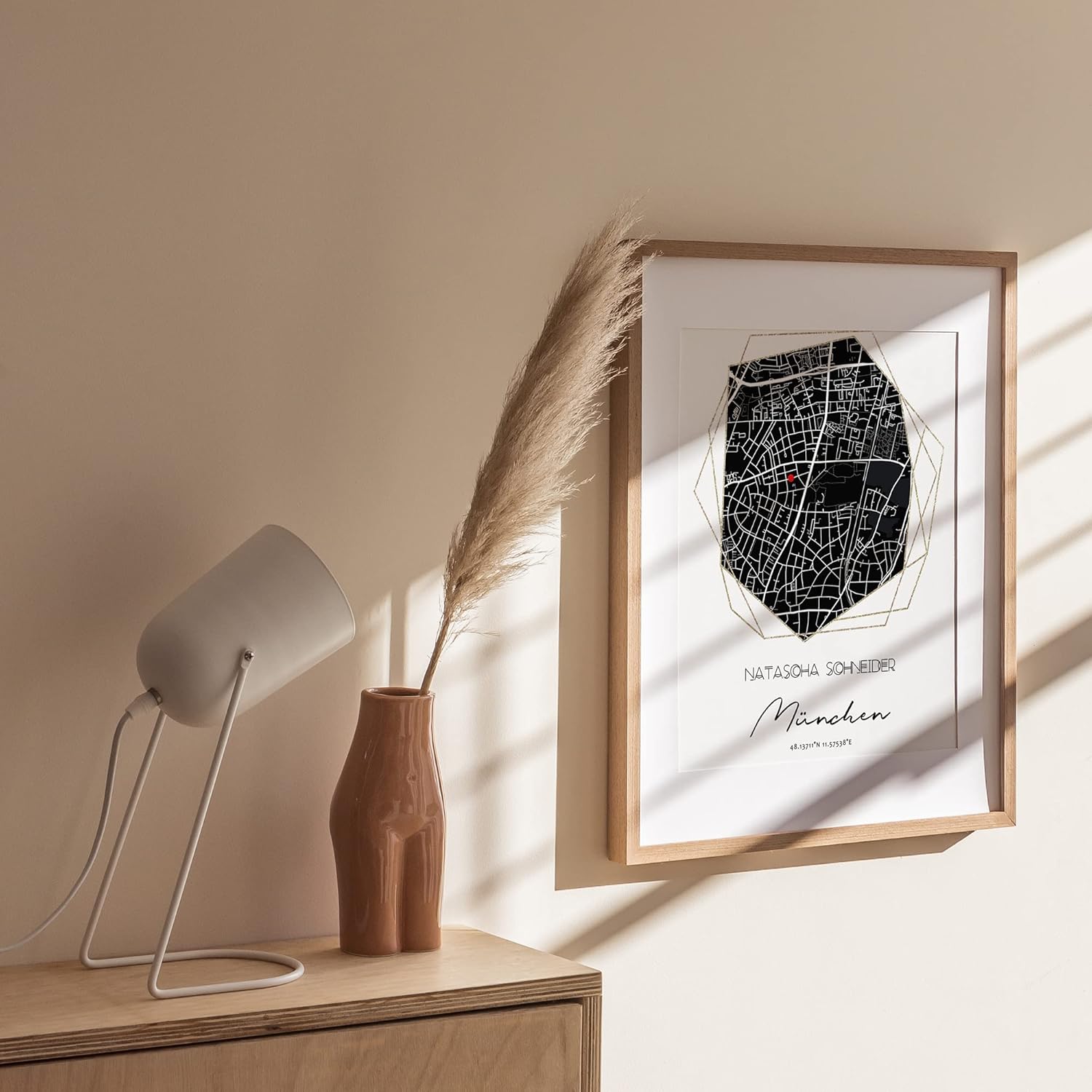 Paul Sinus Bilderrahmen einzigartig mit deinen GPS Koordinaten und Namen. 30cm x 42cm Holz Wechselrahmen mit Glas. personalisiertes Geschenk. (ohne Rahmen)