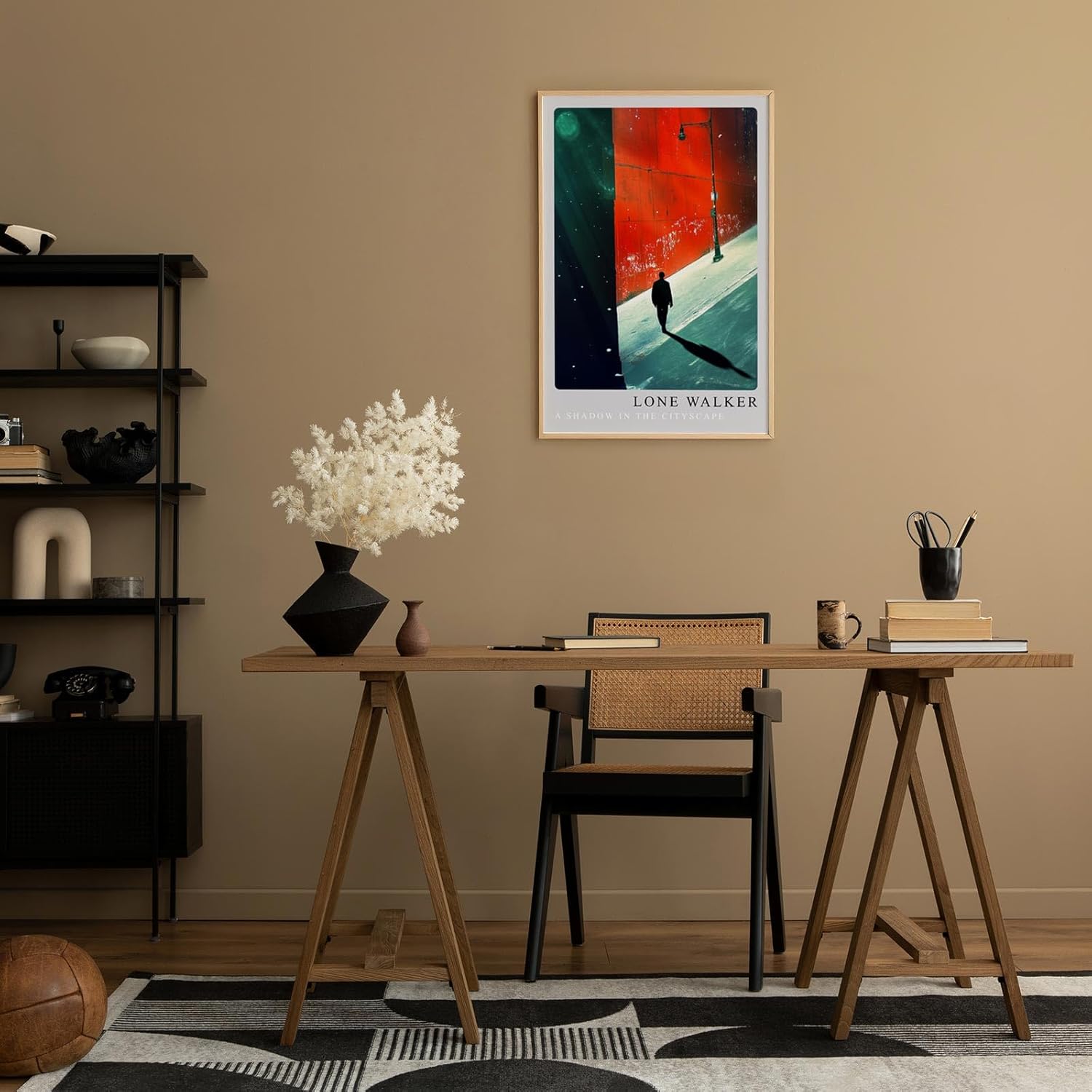 Paul Sinus Leinwandbild 80x120cm Lone Walker Leinwandbild geheimnisvolle Silhouette in urbaner Szenerie beeindruckendes Spiel aus Licht