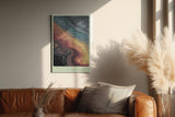 Paul Sinus Wandbild in 40x60cm The Swirling Passage in warmen Braun-, Gelbund Blautönen mit organischen Farbmustern für zeitlose Raumgestaltung