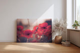 Sinus Art Wandbild 120x80cm Ruhige Szene mit roten Mohnblumen in weicher Unschärfe und natürlichem Licht