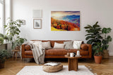 Sinus Art Wandbild 120x80cm Farbintensive Hügellandschaft im Morgenlicht – warm, lebendig und atmosphärisch