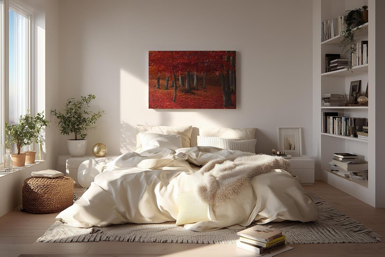 Sinus Art Wandbild 120x80cm Hochsättigtes Rot in Kombination mit natürlichen Brauntönen schafft ein warmes und dynamisches Raumerlebnis