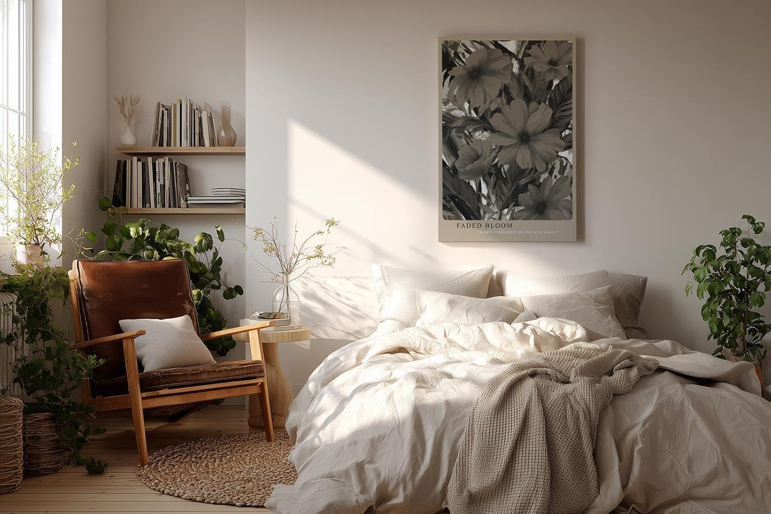 Paul Sinus Wandbild in 40x60cm Faded Bloom – Sepiafarbene Blüten im nostalgischen Stil mit malerischer Struktur