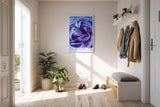 Paul Sinus Kunstdruck 40x60cm Blume Makro Blau Lila Rose Dunkelheit Lichtspiel Midnight Bloom