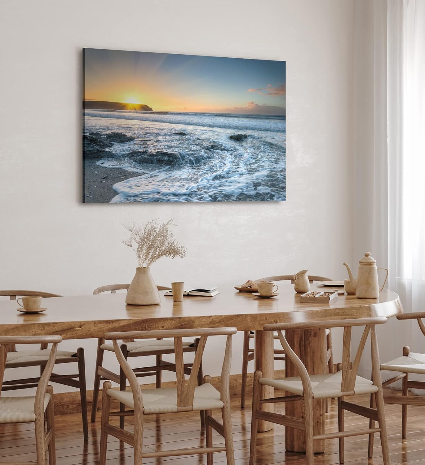 Paul Sinus Wandbild 120x80cm Meer Wellen Flut Sonnenuntergang Küste Horizont
