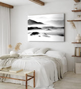 Paul Sinus Wandbild 120x80cm Berge Nebel Schwarz Weiß Berglandschaft Kunstvoll