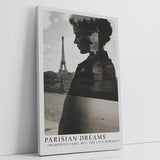 Paul Sinus Leinwandbild 60x90cm Pariser Träume – Mystische Doppelbelichtung einer Frau mit Eiffelturm und urbaner Melancholie