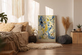 Paul Sinus Wandbild in 40x60cm The Color Maze – Farbintensive abstrakte Kunst in Blau-, Gelbund Schwarztönen