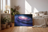 Sinus Art Wandbild 120x80cm Spiralförmige Galaxie mit hell leuchtendem Zentrum im Weltraum – geheimnisvoll und schön