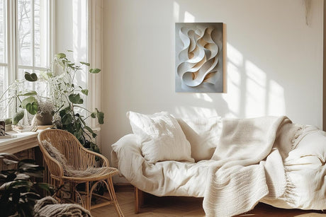 Paul Sinus 60x90cm Wandbild, Atemberaubende Bewegung in Fokuskurven – abstrakte 3D-Wellen in zarten Naturtönen