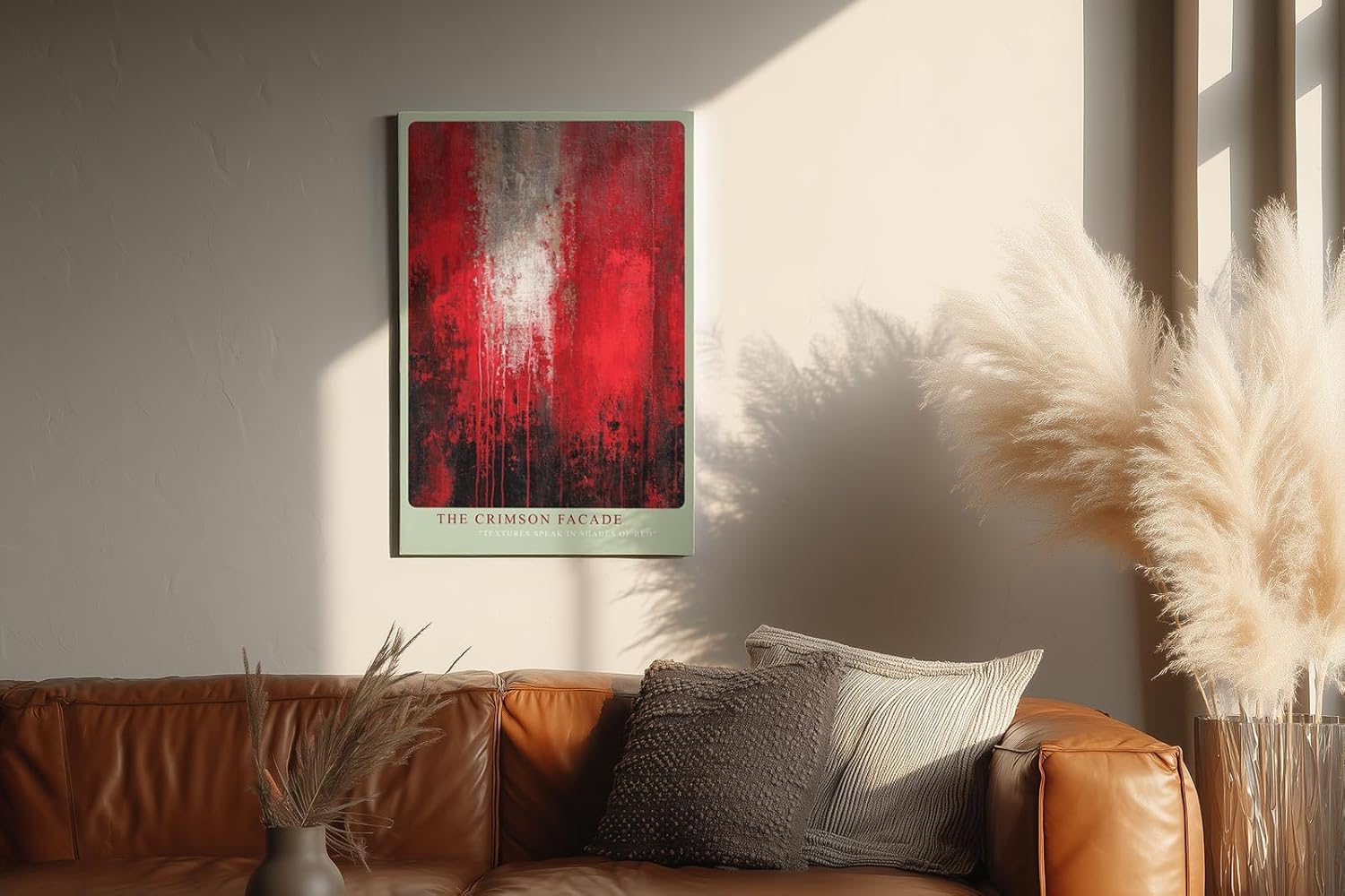 Paul Sinus Wandbild in 40x60cm The Crimson Facade – Ausdrucksstarkes abstraktes Kunstwerk in leuchtendem Rot mit strukturreicher Oberfläche