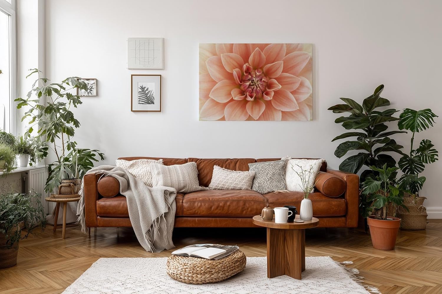 Sinus Art Wandbild 120x80cm Detailreiche Blütenstruktur in warmem Rosé für romantisch inspirierte Raumgestaltung