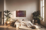 Sinus Art Wandbild 120x80cm Verschlungene Linien und violette Flächen auf texturierter brauner Basis