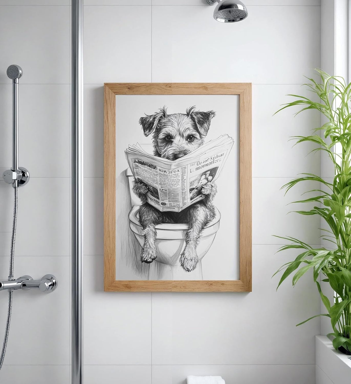 Paul Sinus Poster/Leinwandbild/Rahmenoption Lustiges Hundebild – Witzige Klo-Deko fürs Gäste-WC – Perfekt für Hundeliebhaber