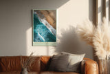 Paul Sinus Wandbild in 40x60cm The Edge of Calm – Luftaufnahme von Strand und Wellen in Türkisund Sandtönen