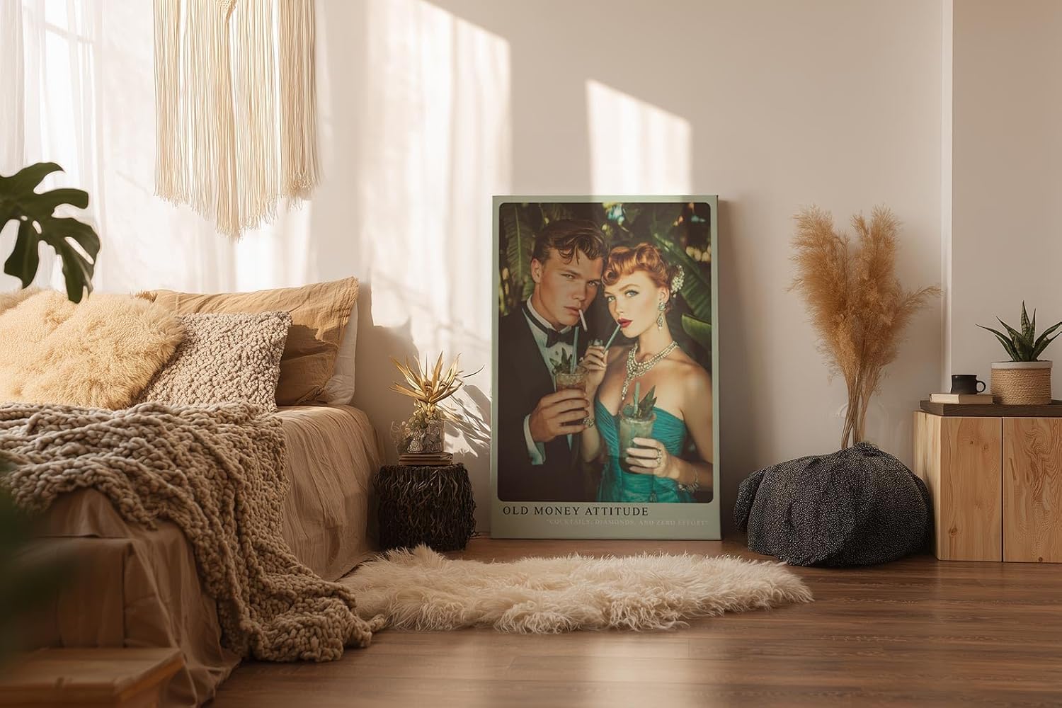Paul Sinus Wandbild in 40x60cm Glamouröses Paar im Retro-Stil mit Cocktails und luxuriösen Accessoires