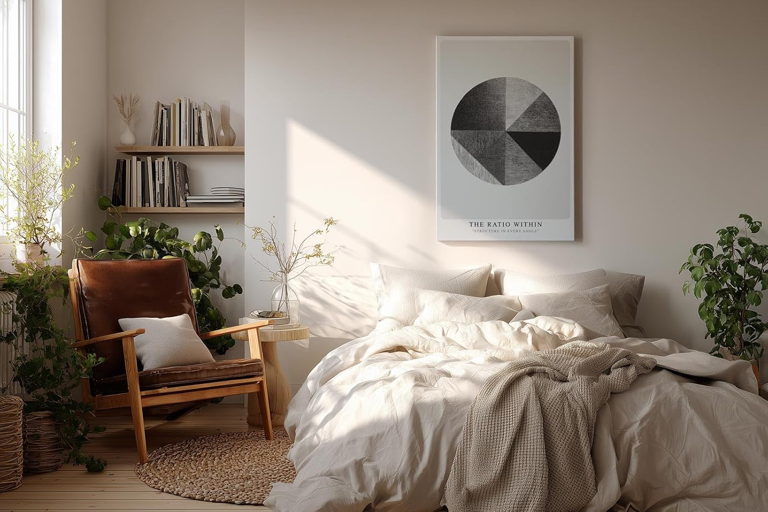 Paul Sinus Wandbild in 40x60cm The Ratio Within – Geometrische Kreisaufteilung in Schwarz-Weiß mit texturierten Segmenten