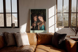 Paul Sinus Wandbild in 40x60cm Stilvolles Paar im Vintage-Look mit Cocktails vor tropischem Hintergrund