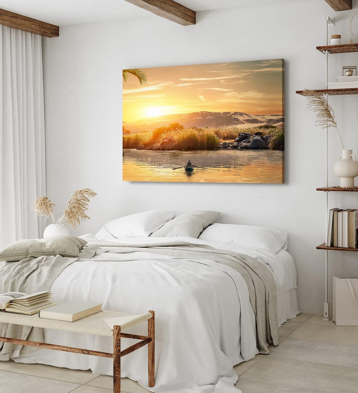 Paul Sinus Wandbild 120x80cm Afrika Nil Ägypten Fischerboot Fischer Fluss Sonnenuntergang
