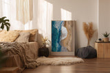 Paul Sinus Wandbild in 40x60cm Ocean's Edge – Luftaufnahme von Wellen und Sandstrand in Blauund Beigetönen